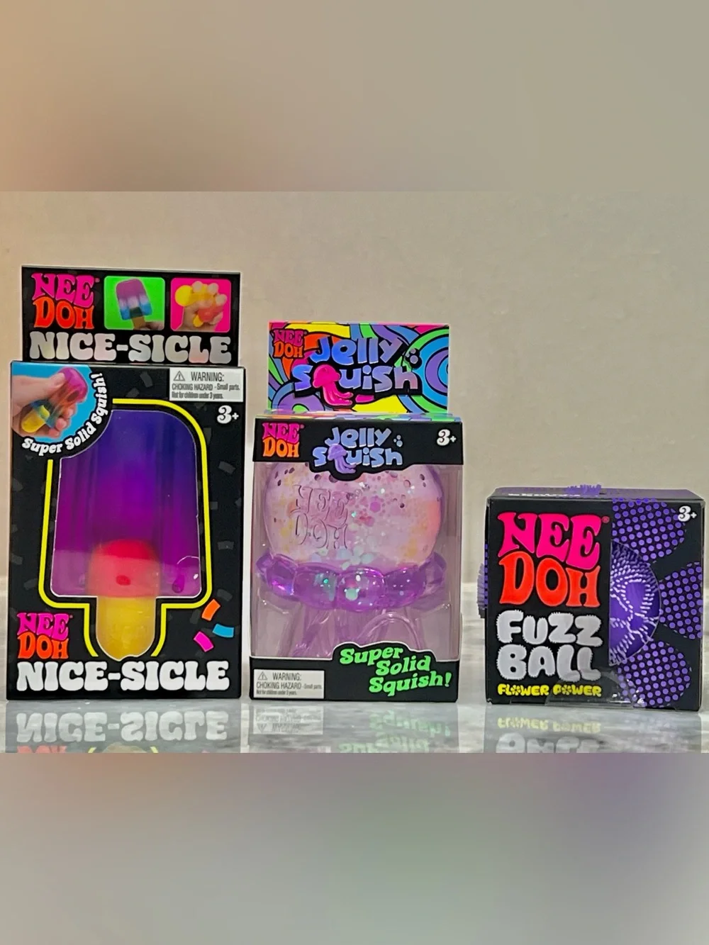 NeeDoh PURPLE Bundle Set of 3! Jelly Squish, Nice Sicle & Fuzz Ball